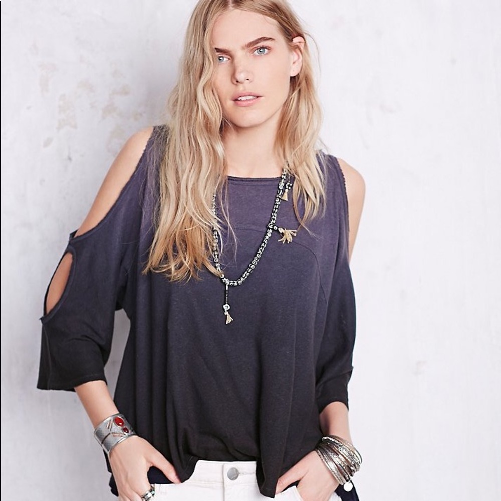 😍Free People Lily Dip Dye Tee Granite Combo✨